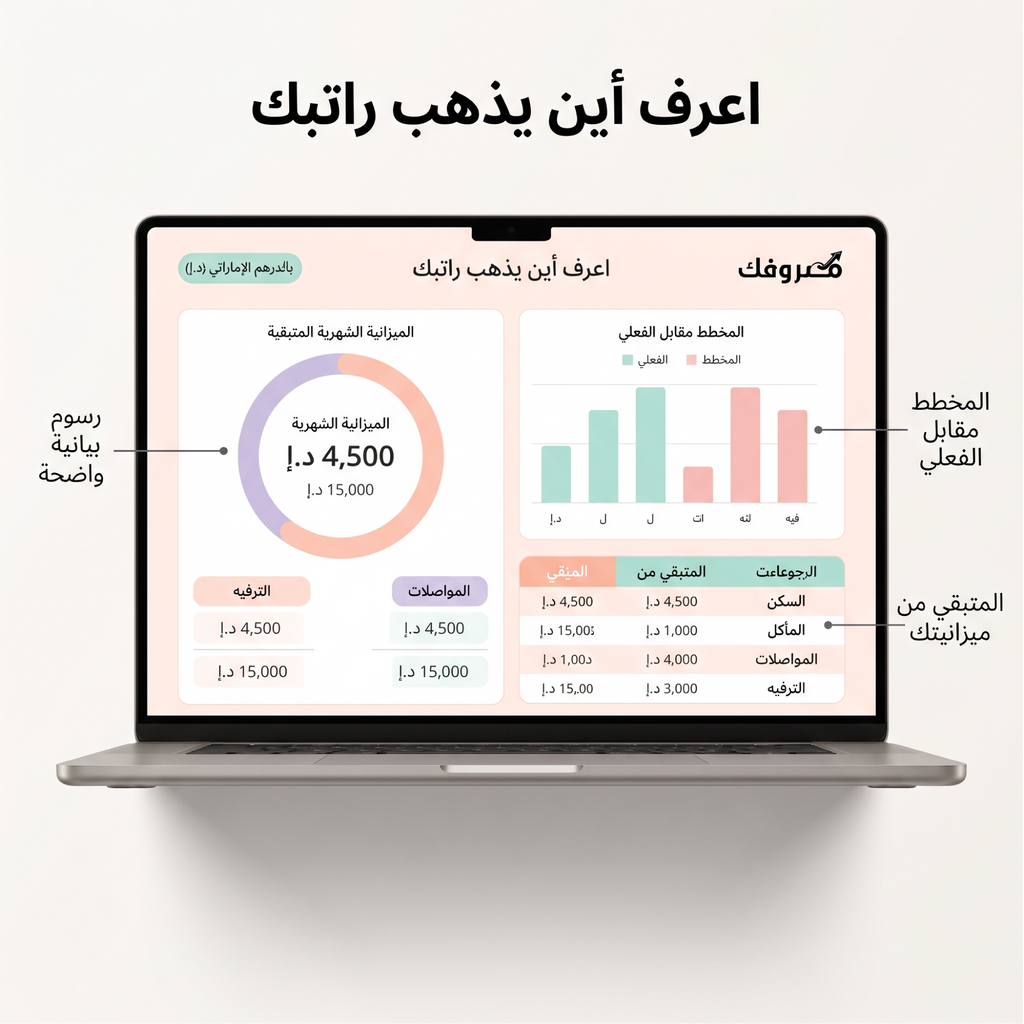 مصروفك | مخطط الميزانية الشهرية – الإمارات (ملف Excel بالدرهم الإماراتي)